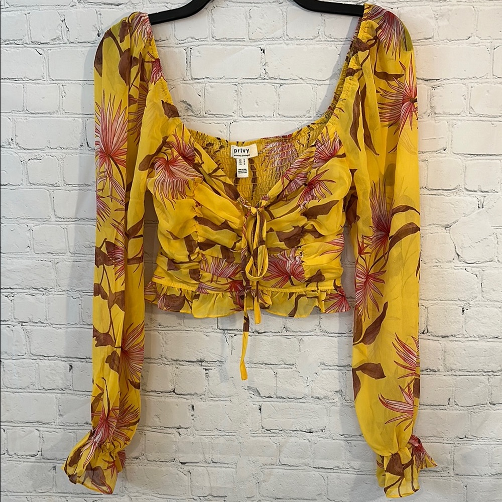 Privy Yellow and Pink Blouse Vibrant Top